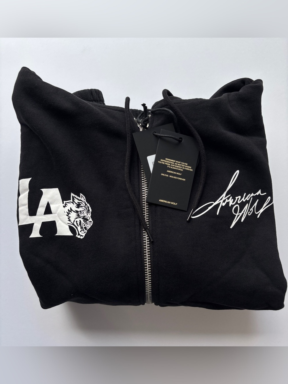NWT Large Darc Sport LA American Wolf Chambers Full Zip Hoodie Black 1145/2000